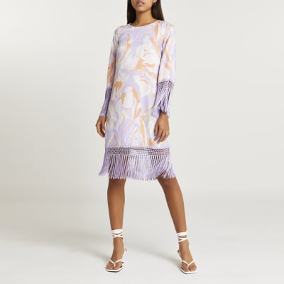 purple marble print dress