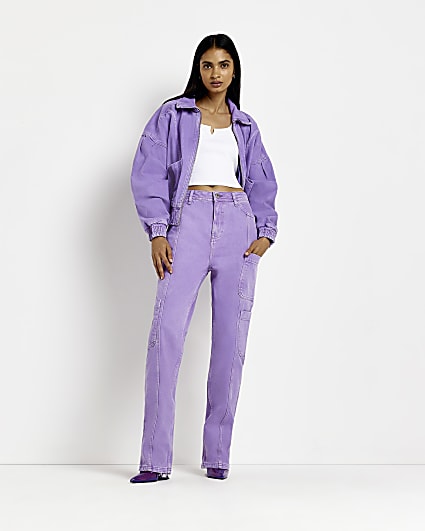 Purple mid rise slim jeans
