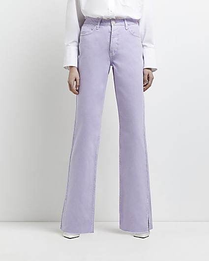Purple mid rise straight jeans