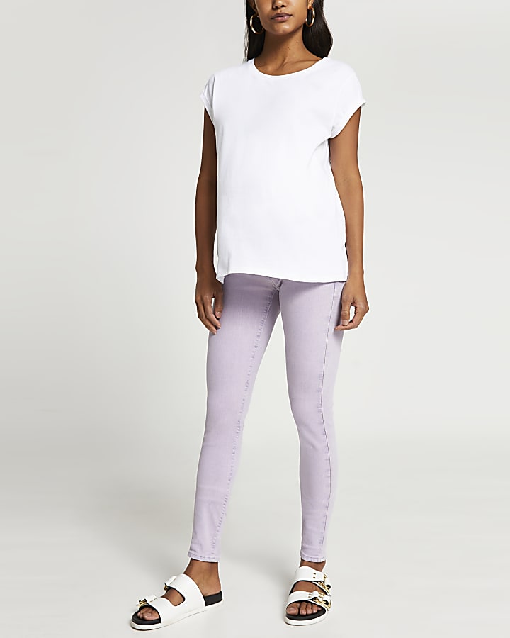 Purple Molly maternity mid rise skinny jeans