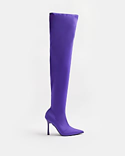 Purple over the knee heeled boots