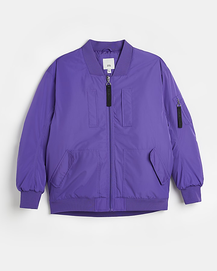 Purple oversized bomber jacket