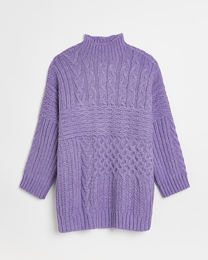 Purple oversized cable jumper