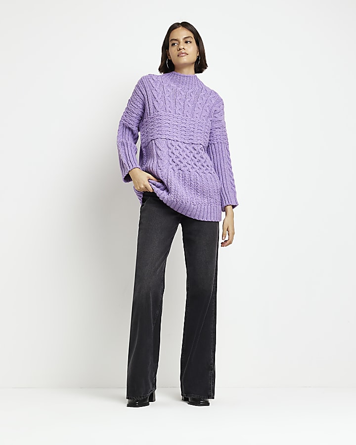 Purple oversized cable jumper