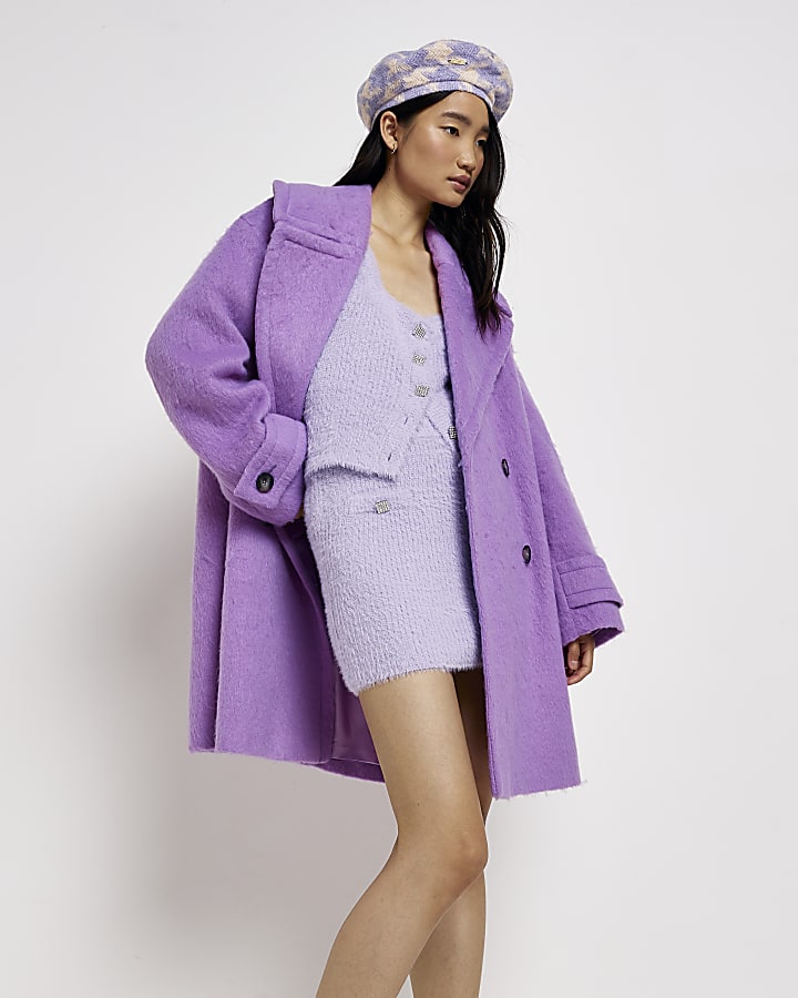 Purple oversized double breasted coat