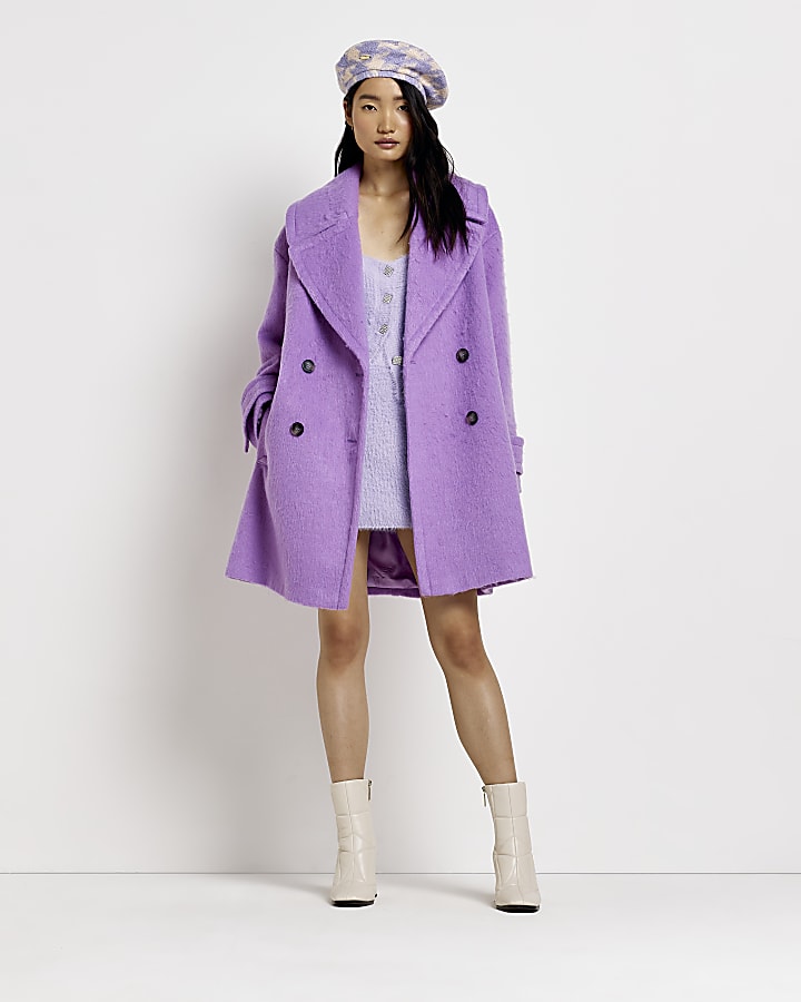 Purple oversized double breasted coat