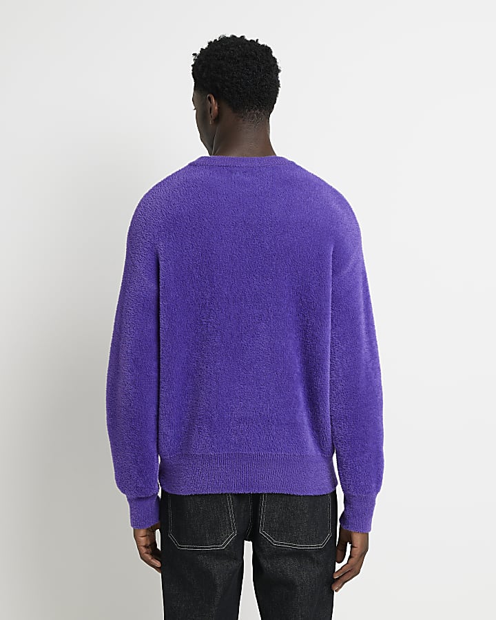 Purple Oversized fit fluffy knit jumper