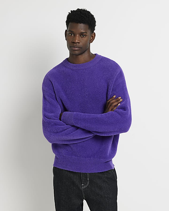 Purple Oversized fit fluffy knit jumper