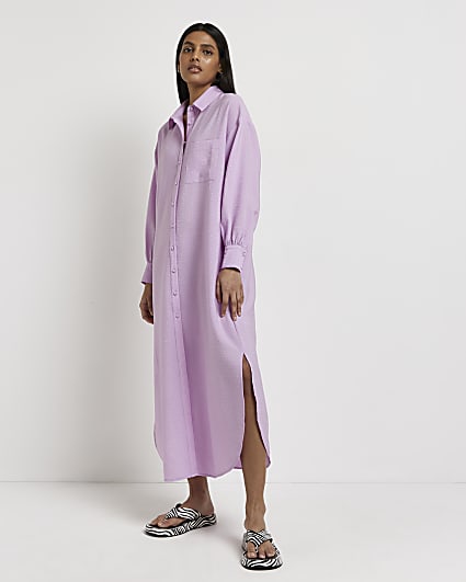 Purple oversized maxi shirt dress