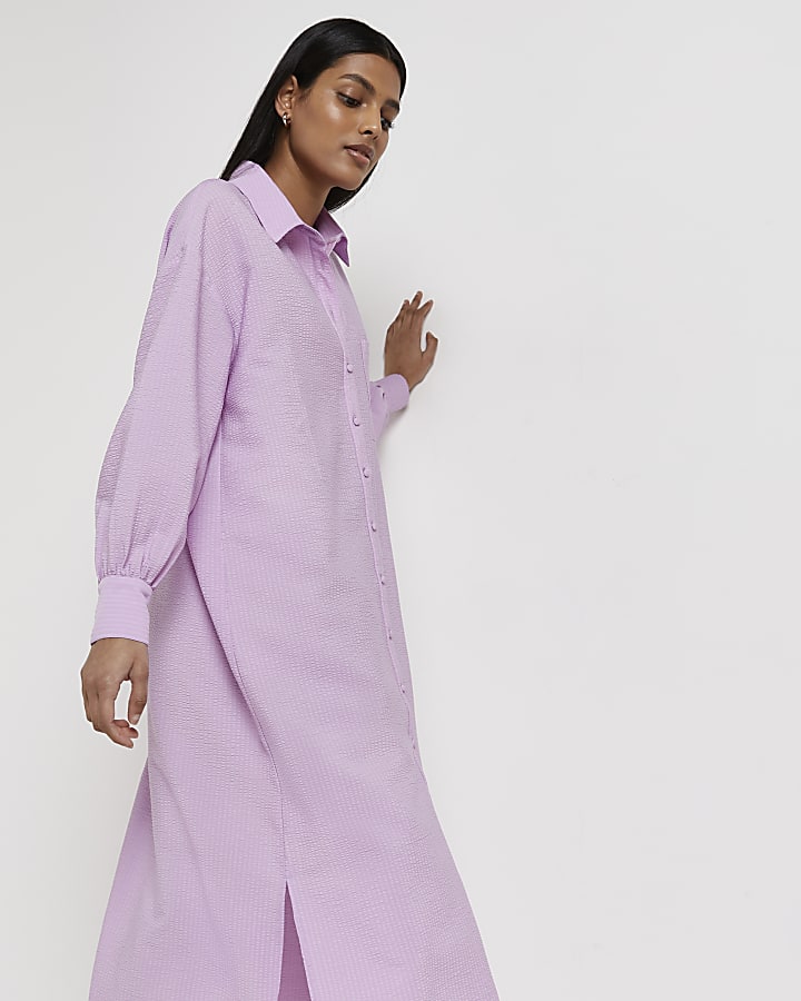 Purple oversized maxi shirt dress