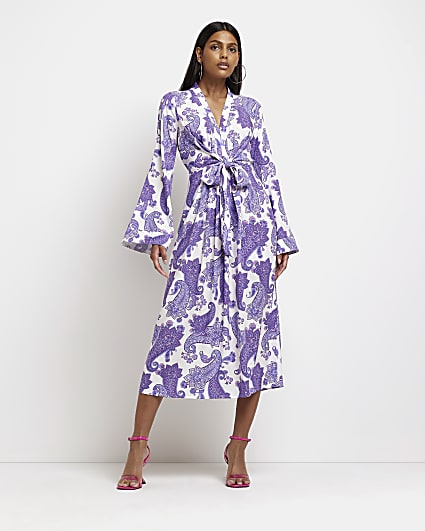Purple paisley midi dress