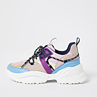 Purple panelled chunky lace up trainers