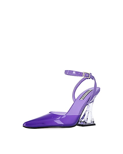 360 degree animation of product Purple perspex heeled shoes frame-1