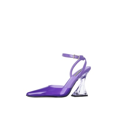 360 degree animation of product Purple perspex heeled shoes frame-2