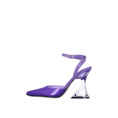 360 degree animation of product Purple perspex heeled shoes frame-4