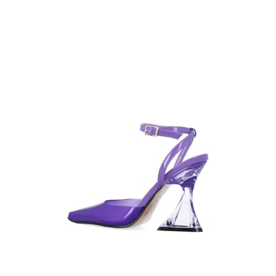 360 degree animation of product Purple perspex heeled shoes frame-5