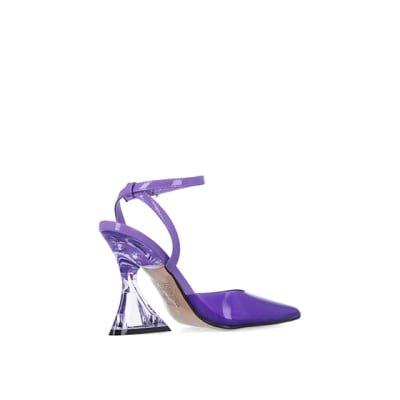 360 degree animation of product Purple perspex heeled shoes frame-13