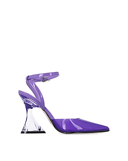 360 degree animation of product Purple perspex heeled shoes frame-15