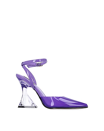 360 degree animation of product Purple perspex heeled shoes frame-16