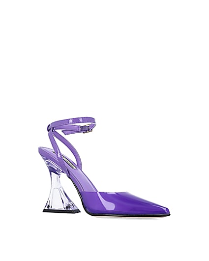 360 degree animation of product Purple perspex heeled shoes frame-17
