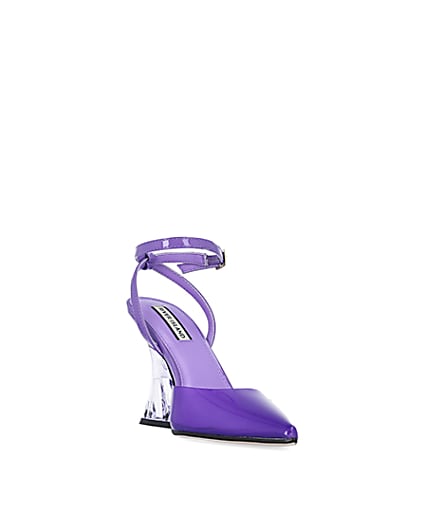 360 degree animation of product Purple perspex heeled shoes frame-19