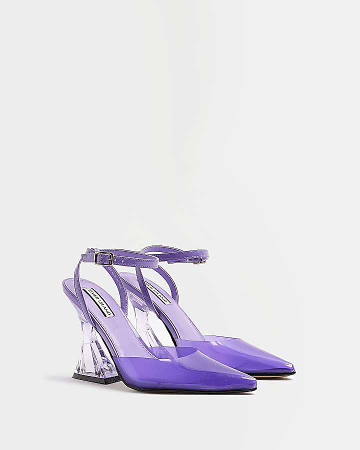 Purple perspex heeled shoes