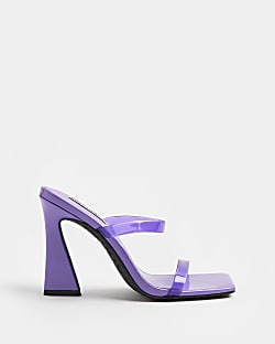 Purple perspex strap heeled sandals