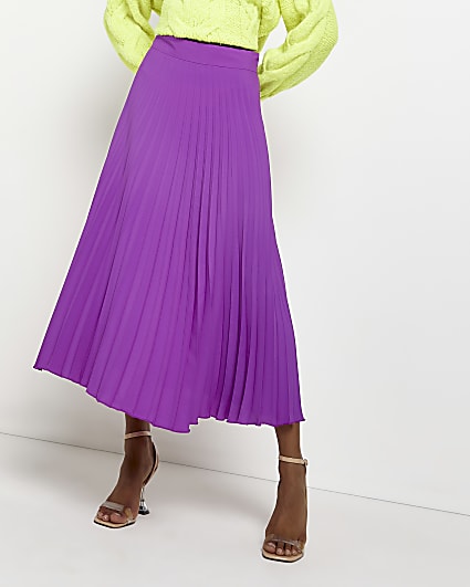Purple plisse midi skirt