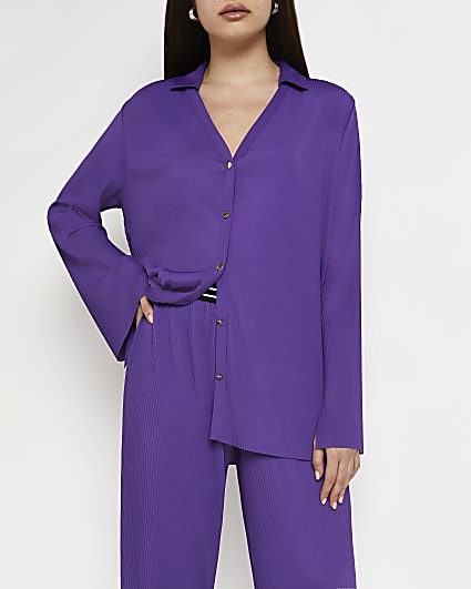 Purple plisse shirt