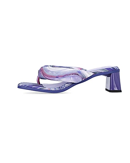 360 degree animation of product Purple printed padded heeled mules frame-3