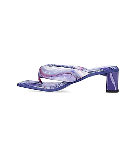 360 degree animation of product Purple printed padded heeled mules frame-4