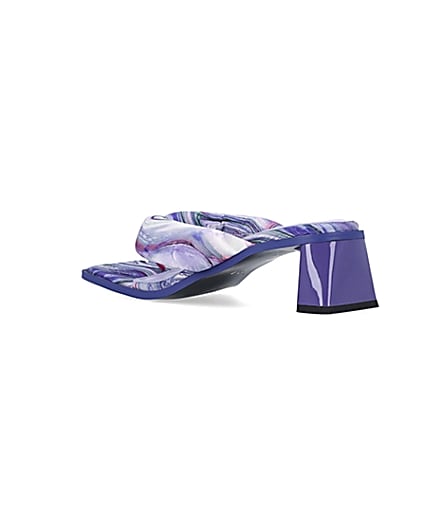360 degree animation of product Purple printed padded heeled mules frame-6