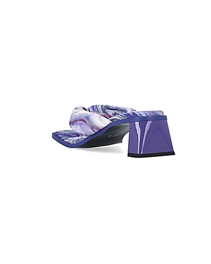360 degree animation of product Purple printed padded heeled mules frame-7