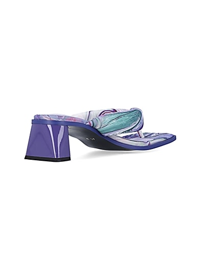 360 degree animation of product Purple printed padded heeled mules frame-12