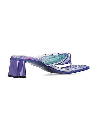 360 degree animation of product Purple printed padded heeled mules frame-13