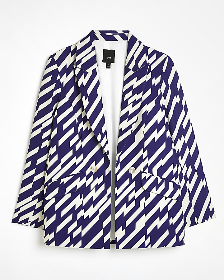 Purple printed structured blazer