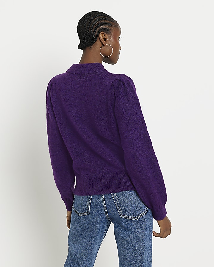 Purple puff sleeve jumper