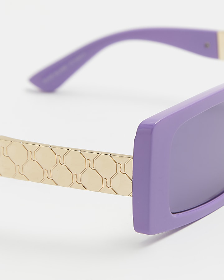 Purple rectangular frame sunglasses