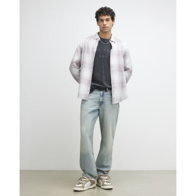 Purple Regular fit Brushed Check Shirt