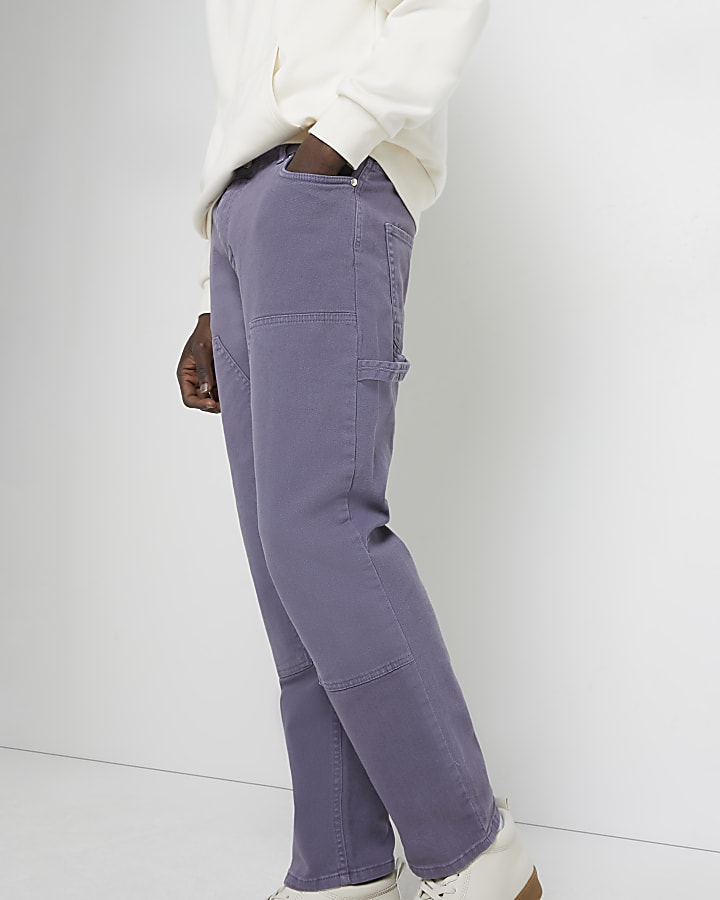 Purple regular fit cargo Trousers
