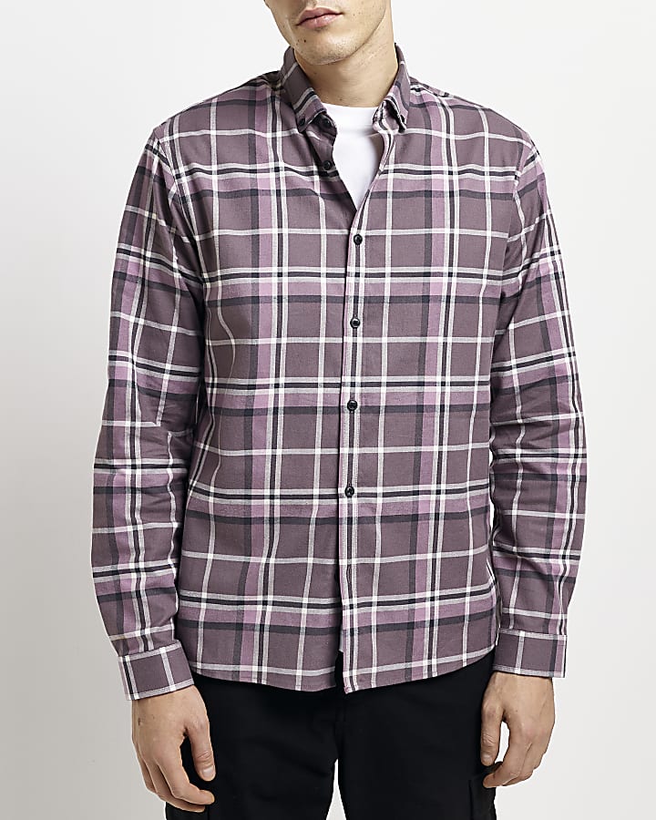 Purple regular fit check shirt