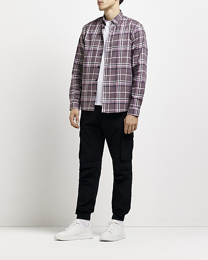 Purple regular fit check shirt
