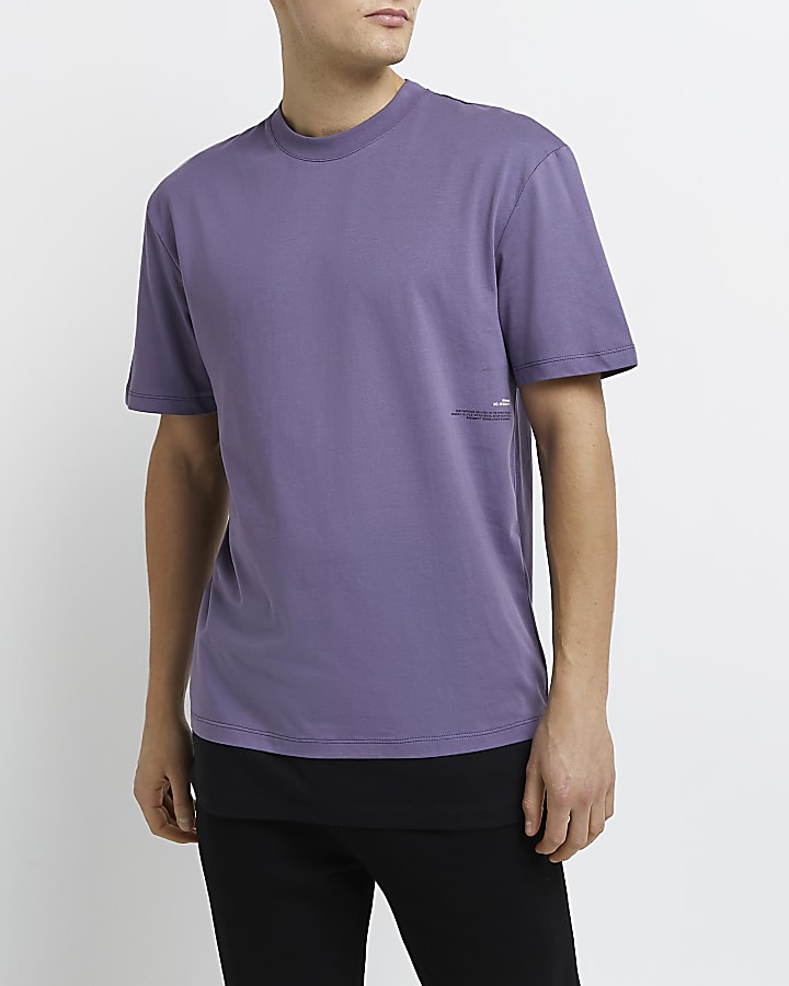 Purple regular fit double layered t-shirt