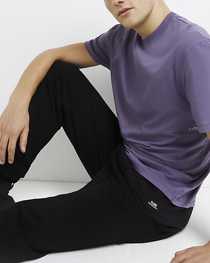 Purple regular fit double layered t-shirt