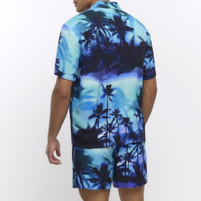 Purple regular fit graphic print shirt