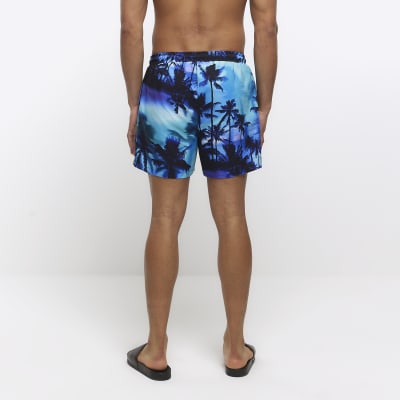 Purple regular fit graphic print swim shorts