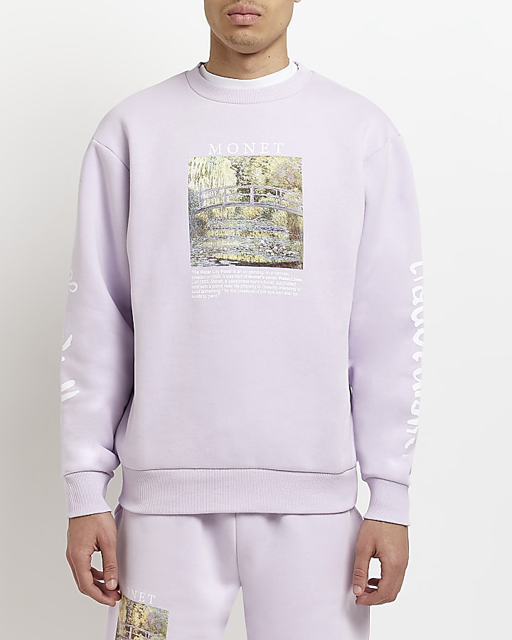 Purple Regular fit Graphic sweatshirt
