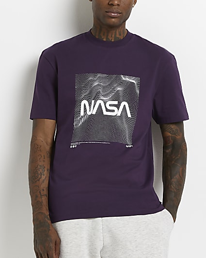 Purple regular fit NASA graphic t-shirt