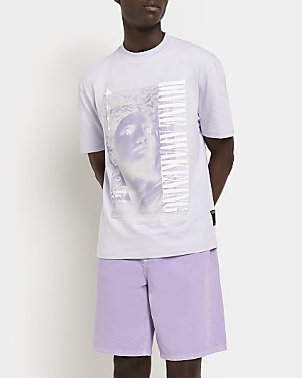 Purple Regular fit Sculpture Graphic t-shirt