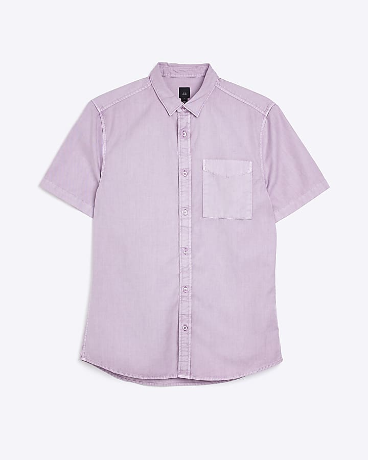 Purple Regular fit short sleeve lyocell Shirt